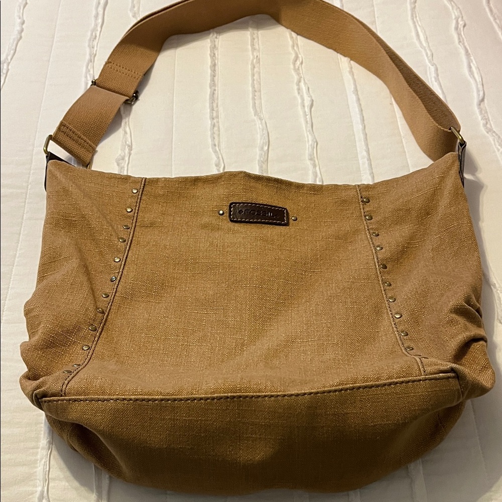 FOSSIL canvas cloth tote shoulder crossbody bag